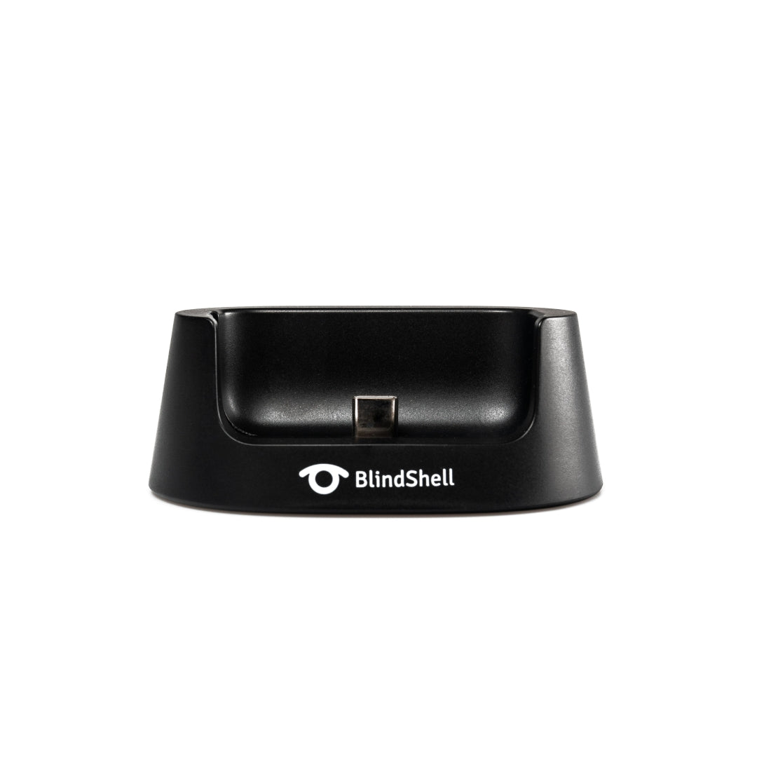Vorderansicht: Schwarze Ladeschale für das BlindShell Classic 3.