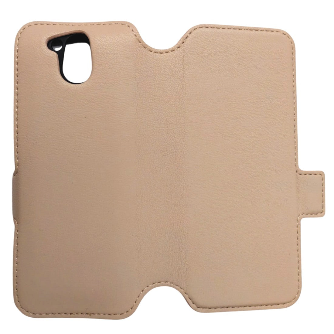 Außenansicht, aufgeklappt: Handyschutztasche in sandgold für das Blindshell Classic 3