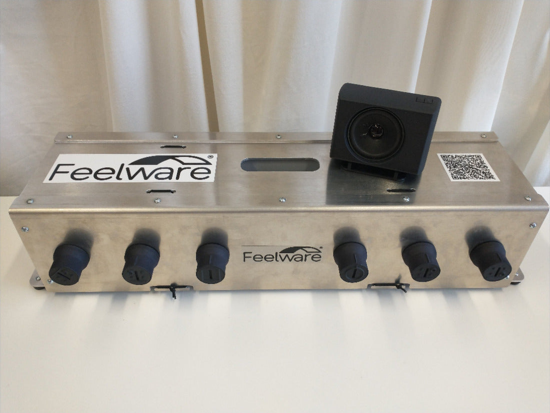 DualDemokit für den Elektroherd mit 6 Feelware Audio Herdknöpfen und einer AudioBox.