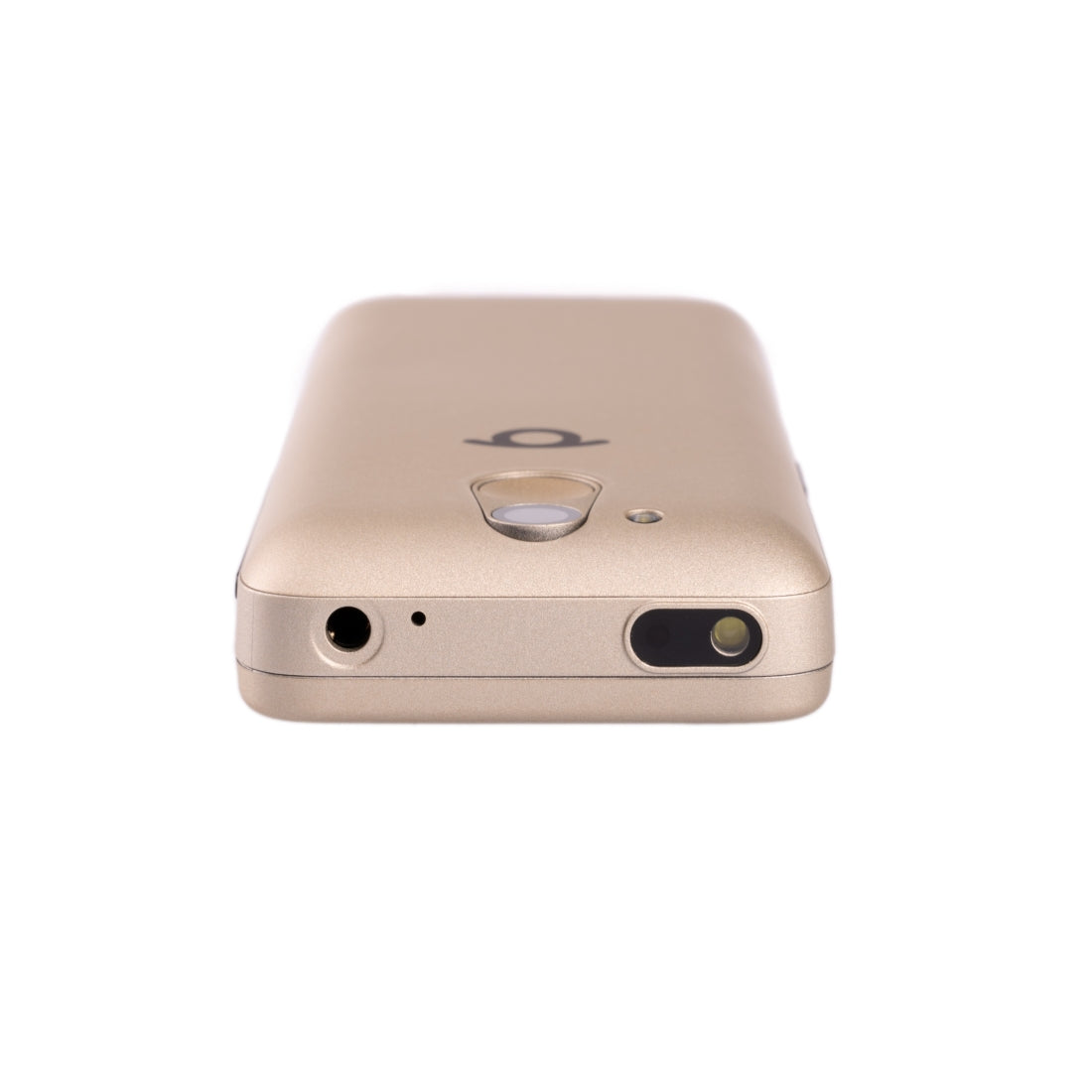 Unterseite des goldenen BlindShell Classic 3 mit Lichtsensor und Kopfhörerbuchse.